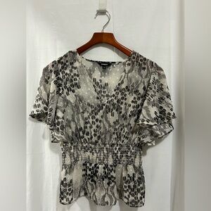 Express - Black and White Patterned Blouse